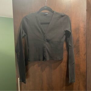 Brandy Melville Black Long Sleeved Crop Top